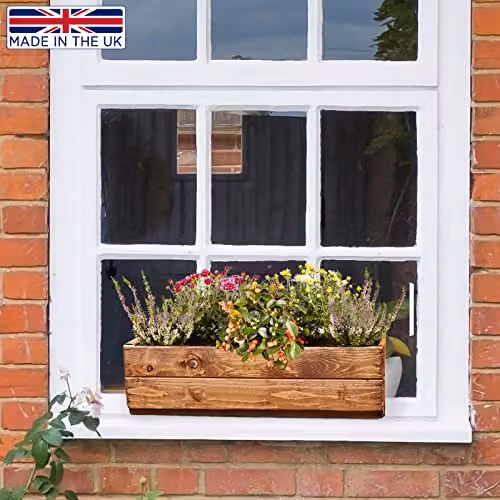 Hortico Wooden Window Box Planters in Red and Brown, Set of 2 – 7