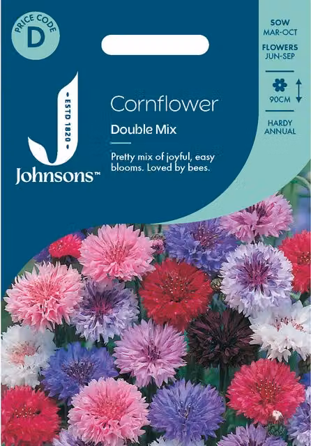 Johnsons Seeds Multicolour Cornflower Double Mix Ornamental Flower Seeds