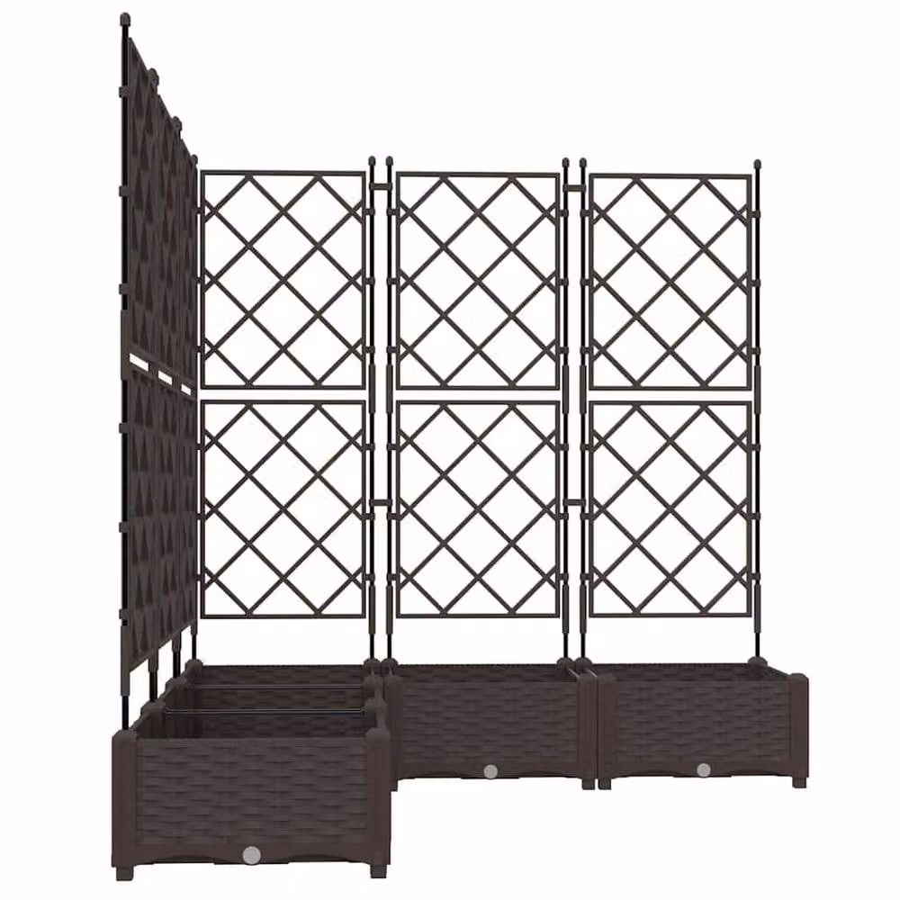 Berkfield Home Garden Planter with Trellis, Brown, W/D/H: 120 x 120 x 125.5 cm – 5