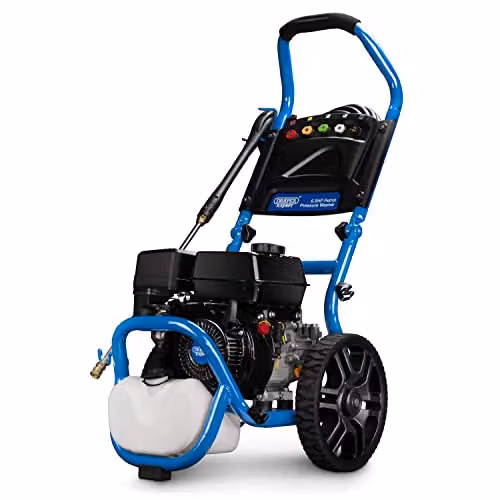 Draper Expert 186 Bar Petrol Pressure Washer in Blue with Accessories