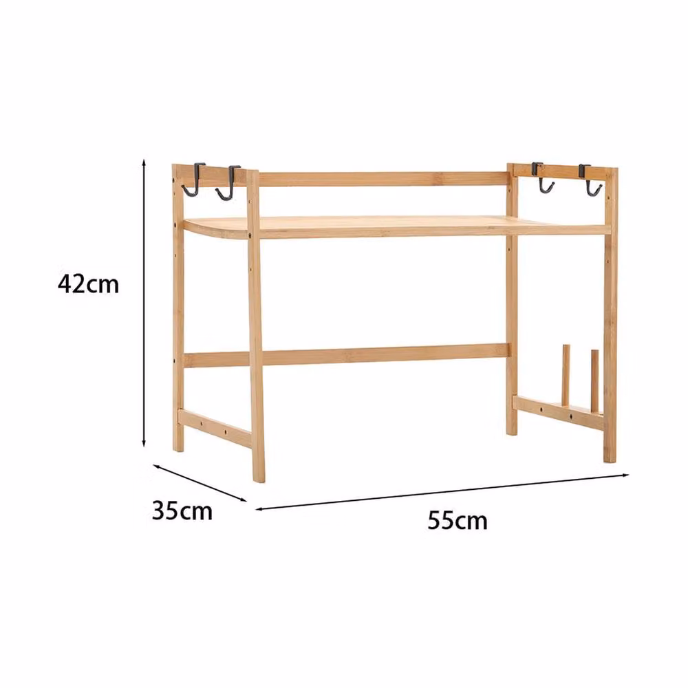 Garden Sanctuary Natural Bamboo Free Standing Kitchen Storage Shelf and Spice Rack – 3