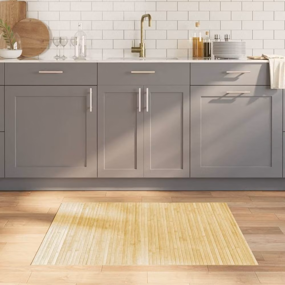 Berkfield Home Rectangular Bamboo and Polypropylene Rug in Beige, W/D: 80 x 100 cm – 1