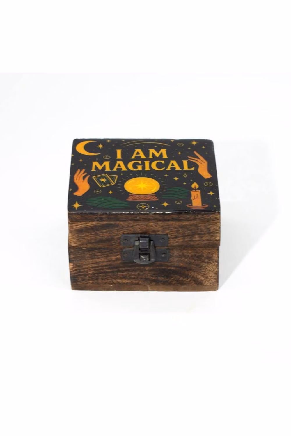 KDMD Magical Enamelled Mango Wood Box Self-Belief and Intention Gift in Brown – 2