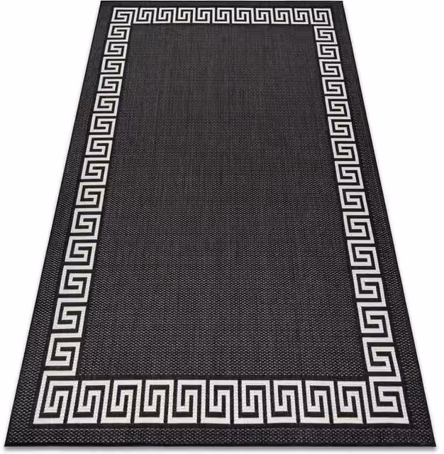 RugsX Black Flat Weave Polypropylene Rectangular Rug, W: 200 cm, D: 290 cm – 1