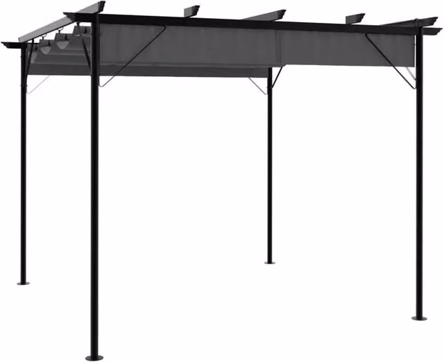 Berkfield Home Anthracite Pergola with Retractable Polyester Roof and Steel Frame, W/D/H: 300 x 300 x 225 cm – 1
