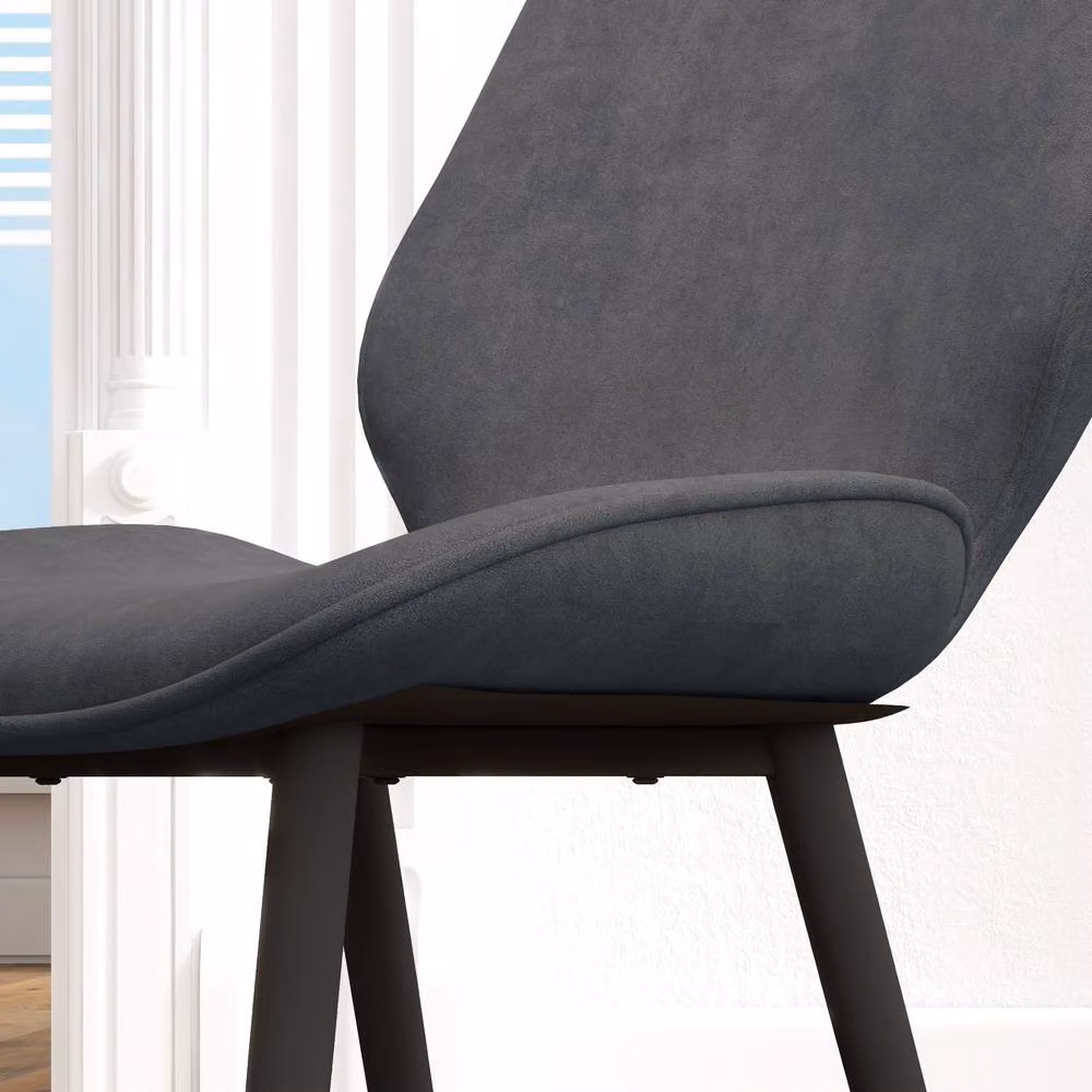 STILVORA Set of 2 Modern Grey Dining Chairs with Metal Legs – 8