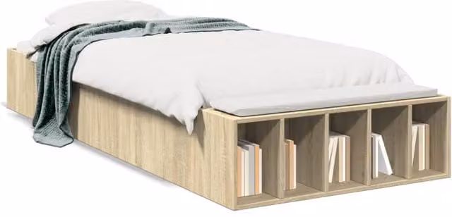 Berkfield Home Sonoma Oak Bed Frame in Beige, W/D/H: 90 x 200 cm – 1
