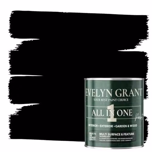 Evelyn Grant All-In-One Multi-Surface Indoor and Outdoor Paint, Midnight Black, 1L, Satin Finish – 1
