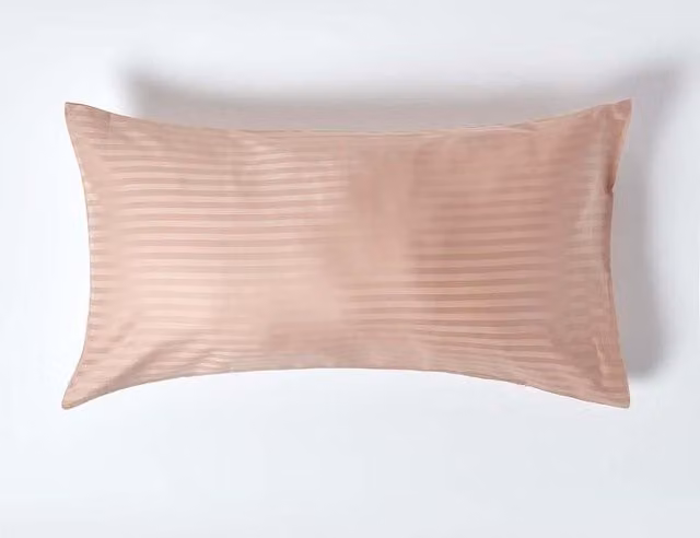 Homescapes Egyptian Cotton King Size Housewife Pillowcase, 330 TC, Taupe Brown Striped Mako Satin