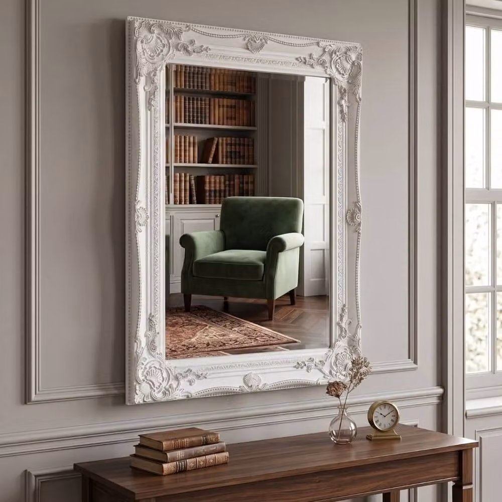 HOME LUXE INTERIOR Shabby Chic Baroque Wall Mirror in White, W: 60 cm, H: 90 cm – 2