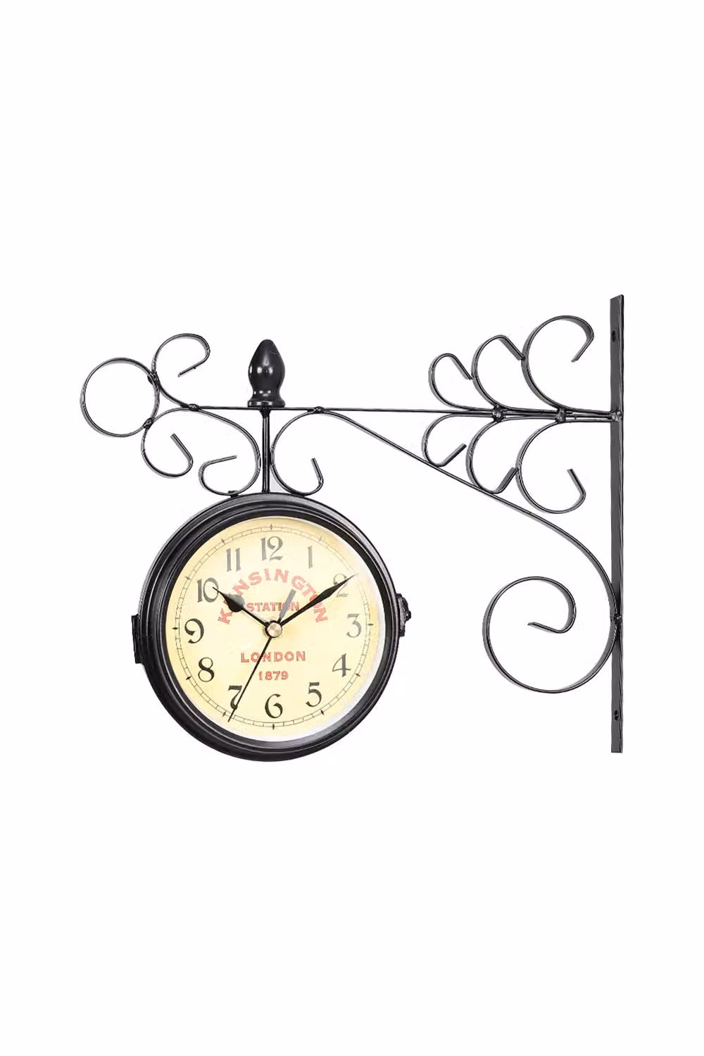 Living and Home Antique Metal Double Sided Round Analog Wall Clock in Black – 2