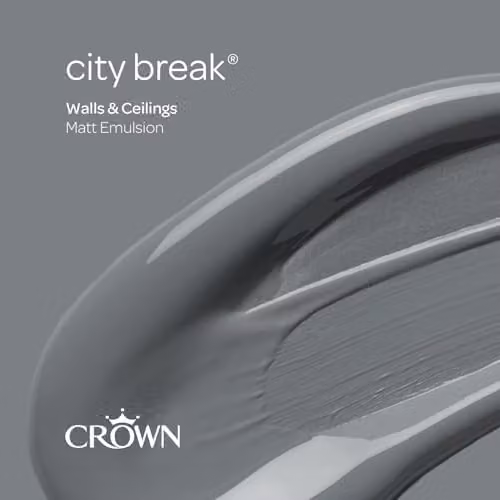 Crown Breatheasy Matt Emulsion Paint City Break Grey 5L – 3