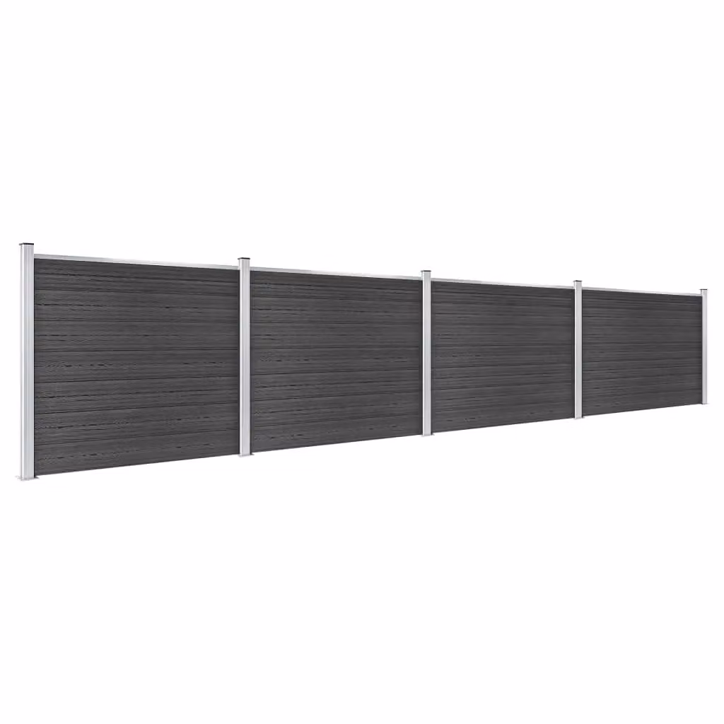 Berkfield Home WPC Fence Panel Set, Grey, W: 699 cm, H: 146 cm – 2
