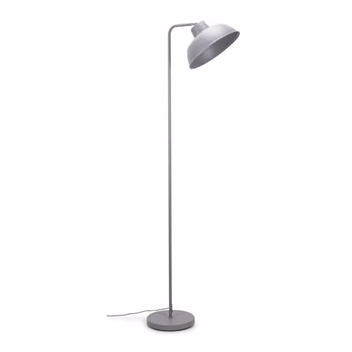 ValueLights Morris Retro Grey Metal Dome Freestanding Floor Lamp with LED Bulb, H 153 cm x W 44.5 cm x D 25 cm