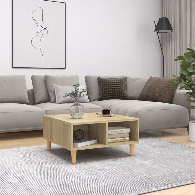 Berkfield Home Sonoma Oak Coffee Table in Brown, W/D/H: 60 x 60 x 30 cm