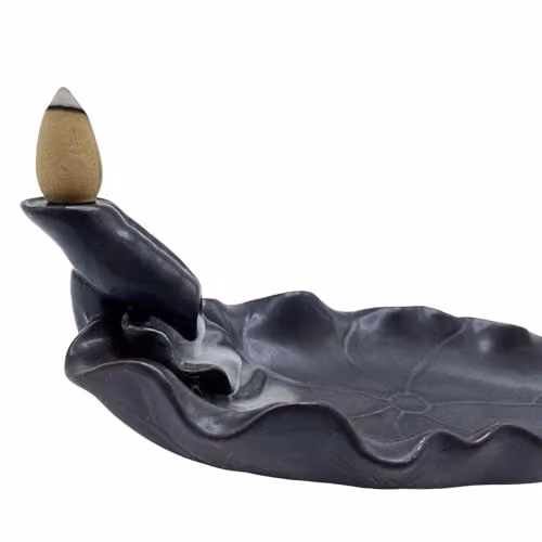 KDMD Grey Ceramic Lotus Flower Backflow Incense Burner – 2
