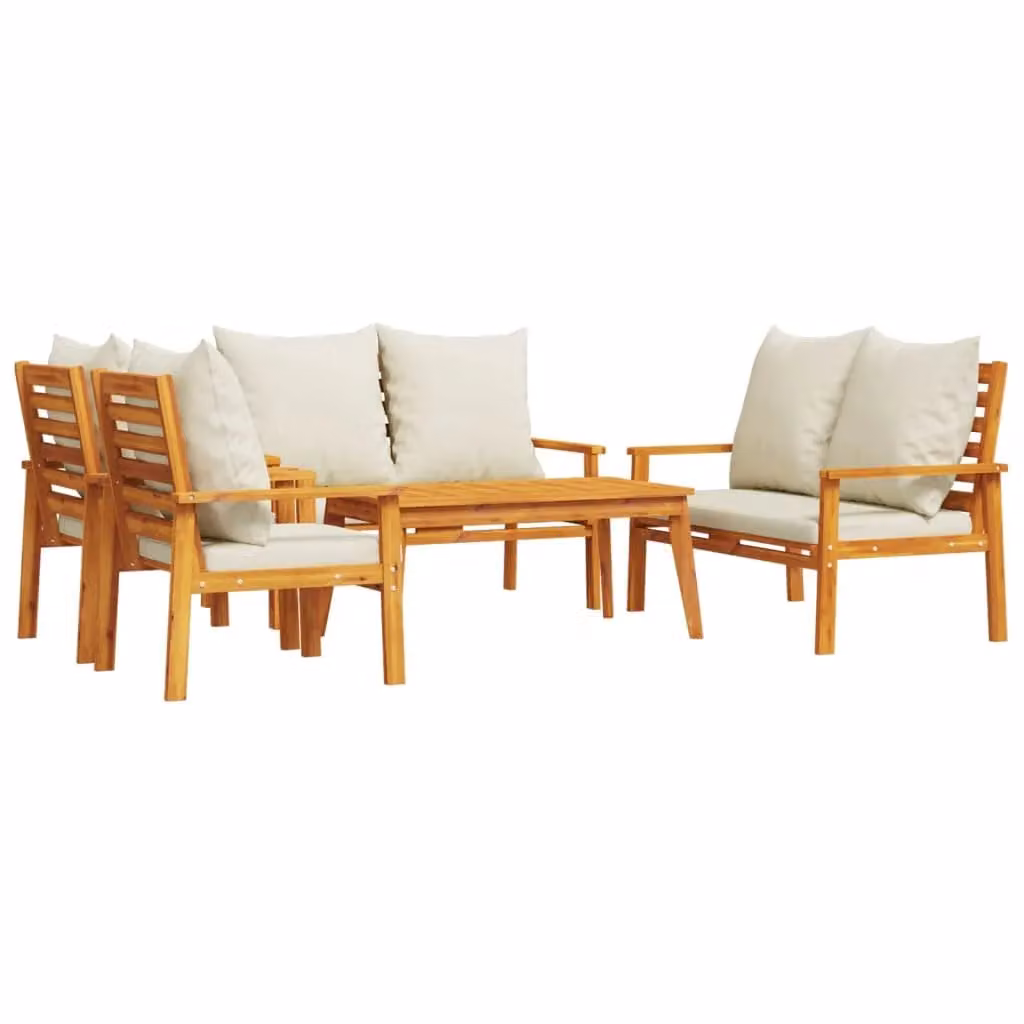 Berkfield Home 5 Piece Garden Lounge Set with Cushions in Brown Solid Acacia Wood – 2