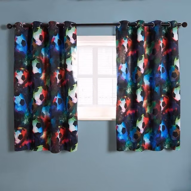OHS Multicolour Childrens Thermal Insulating Blackout Fabric Panel Curtain with Eyelets