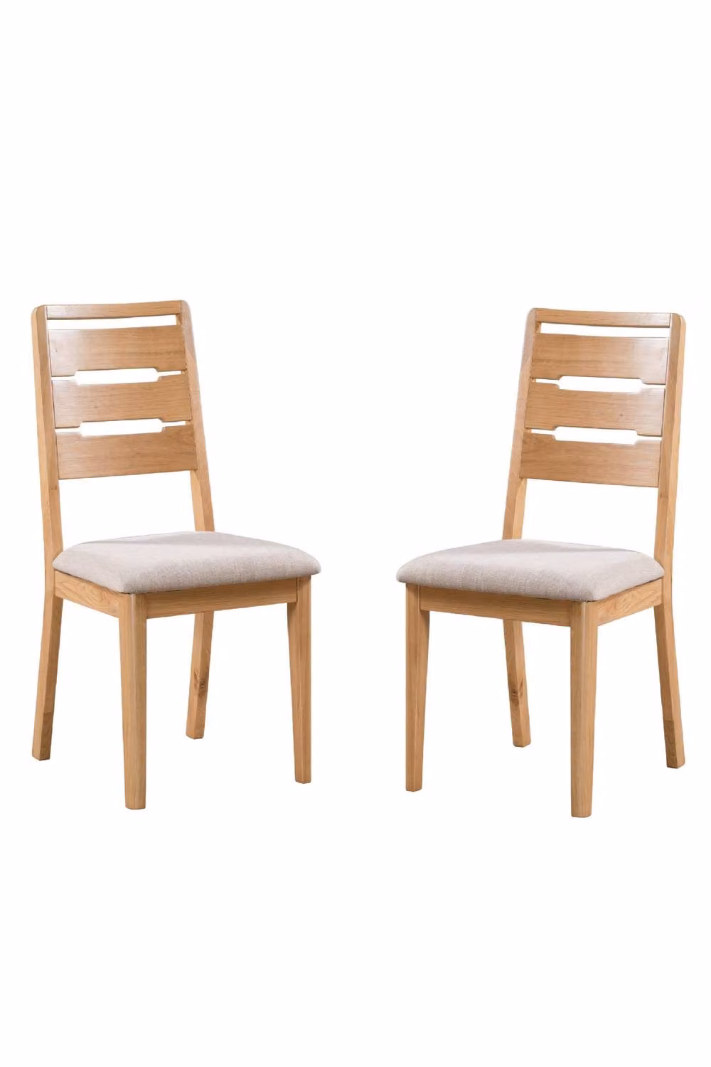 Julian Bowen Retro Curve Dining Chairs Set of 2 in Oak with Beige Fabric – 2
