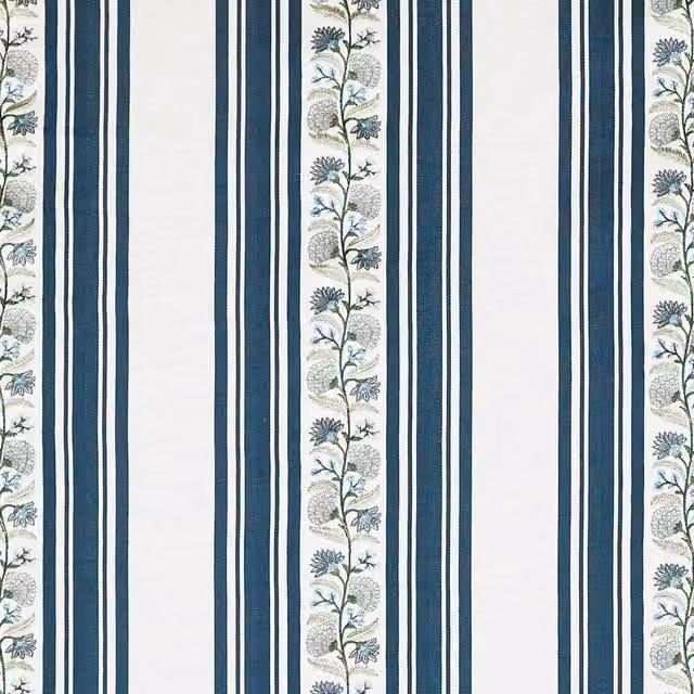 Prestigious Textiles Wyndley Embroidered Fabric in Blue