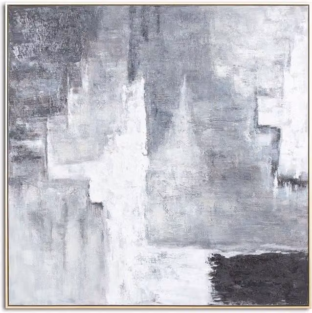 KDMK Abstract Modern Canvas Wall Painting in White, Black and Gold