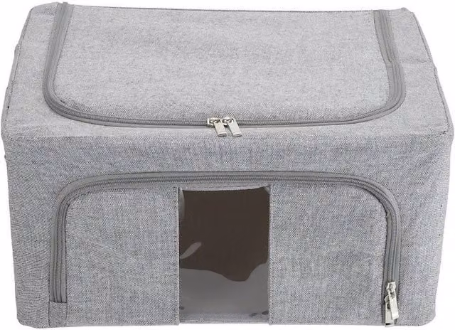 KORVIXA Grey Folding Storage Box, W: 40 cm, D: 30 cm, H: 20 cm