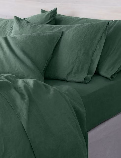 Piglet In Bed Linen Rich Fitted Sheet, Green, W/D/H: 140 x 200 cm