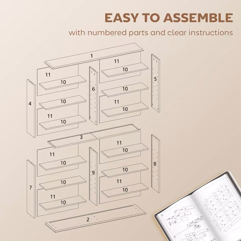 STILVORA CD Storage Tower with 12 Adjustable Shelves in Brown – 8