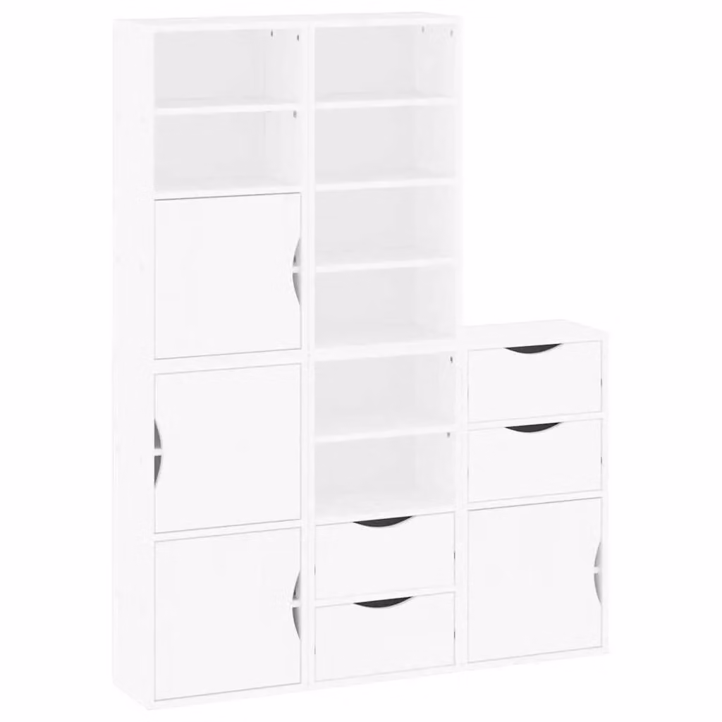 Berkfield Home ODDA Side Cabinets, 5 Piece Set in White Solid Wood Pine, W: 40 cm, D: 24 cm, H: 79 cm – 2