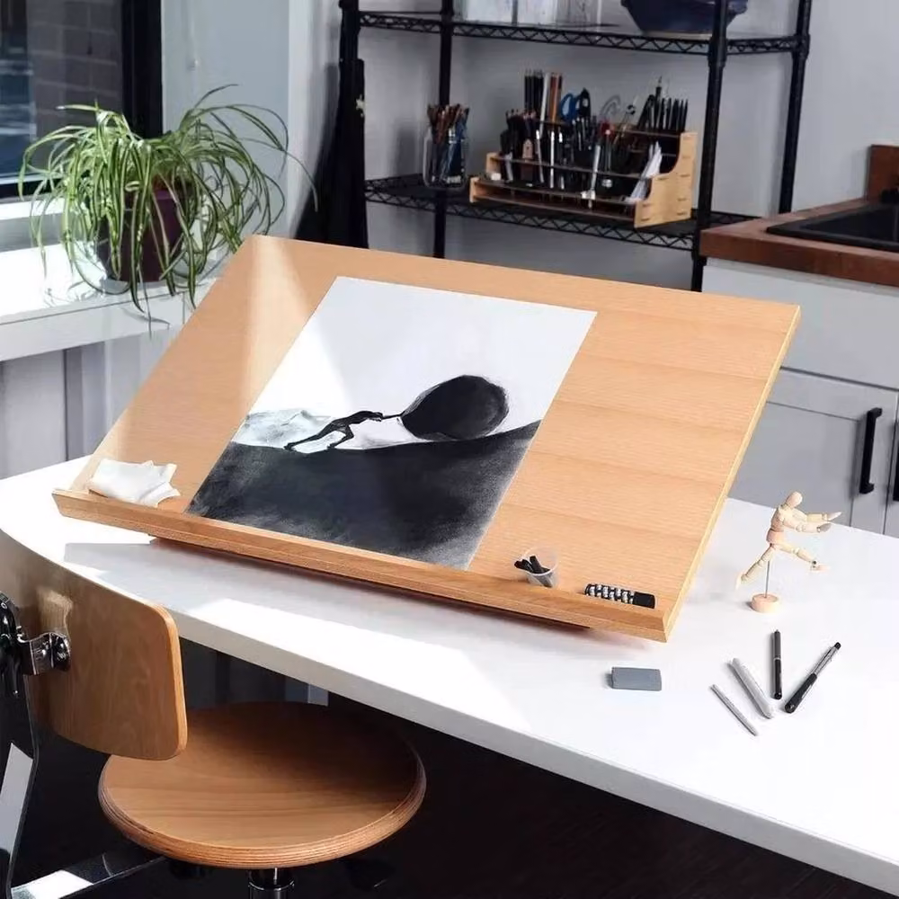 EONLION Adjustable Wooden Artist Drawing Board in Brown, 100 cm – 2