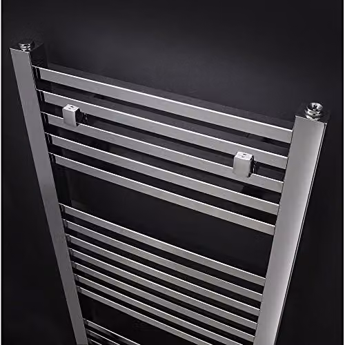 nuie MTY109 Modern Vertical Square Heated Ladder Towel Rail, Silver, H 120 cm x W 50 cm – 2
