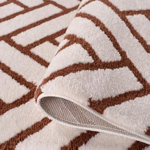 THE RUGS Loft Collection Modern Textured Living Room Rug in Chevron Terra, W: 80 cm, L: 300 cm – 4