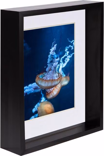 Nicola Spring 3D Deep Box Photo Frame with 5 x 7 inch Mount, Black and White, W: 20.32 cm, H: 25.4 cm, D: 25.4 cm