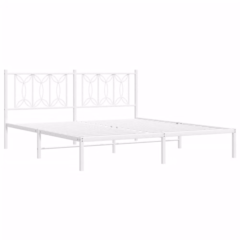 Berkfield Home Metal Bed Frame with Headboard, White, W: 183 cm, L: 213 cm – 3