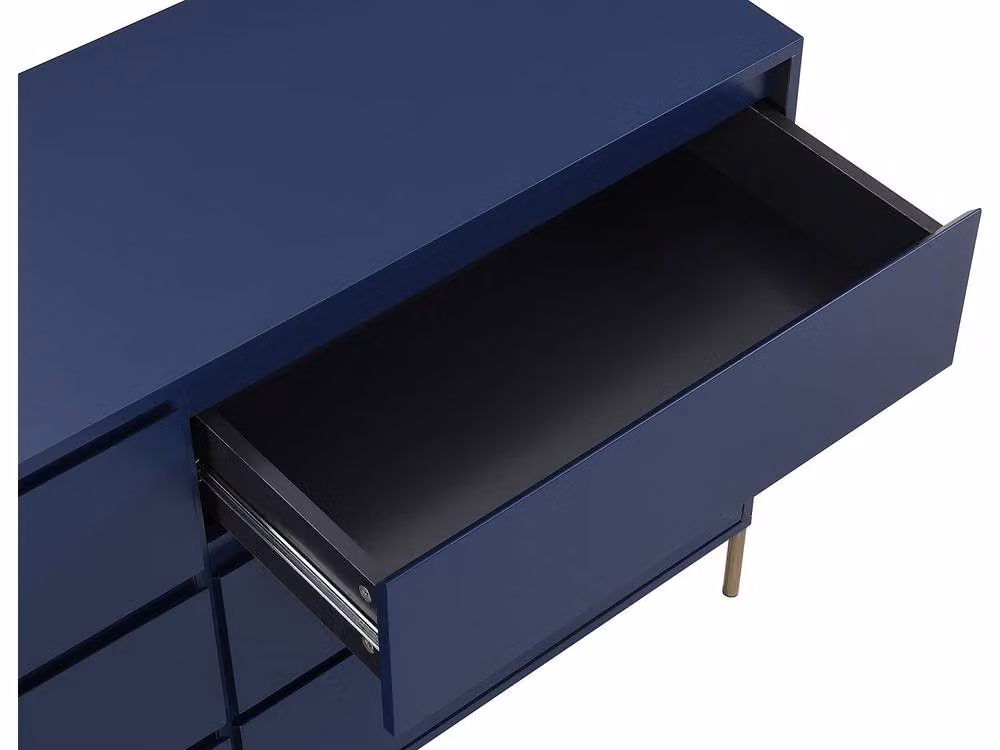Vente-unique Korasa 6-Drawer Chest in Blue Lacquered MDF and Metal with Gold Details, H 82.5 x W 40.0 x D 55.0 cm – 4