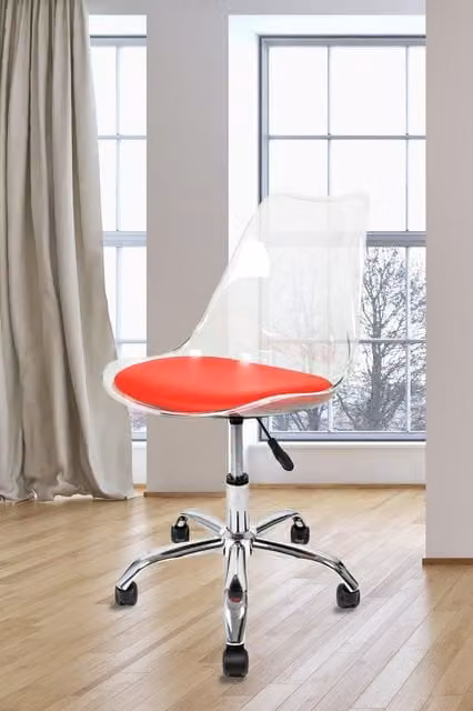 Fusion Living Soho Red Transparent Plastic Dining Chair with Swivel Base