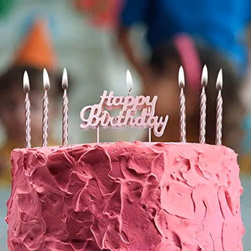 Shatchi 10-Piece Rose Gold Cake Topper Candles for Birthdays, Weddings and Anniversaries – 3