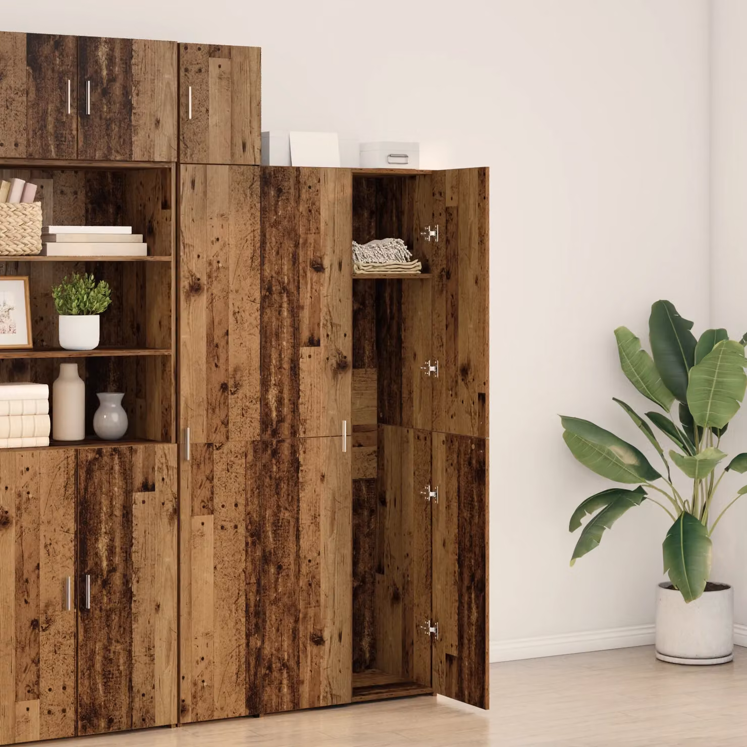 Berkfield Home Rustic Old Wood Highboard in Brown, W/D/H: 70 x 42.5 x 185 cm – 2