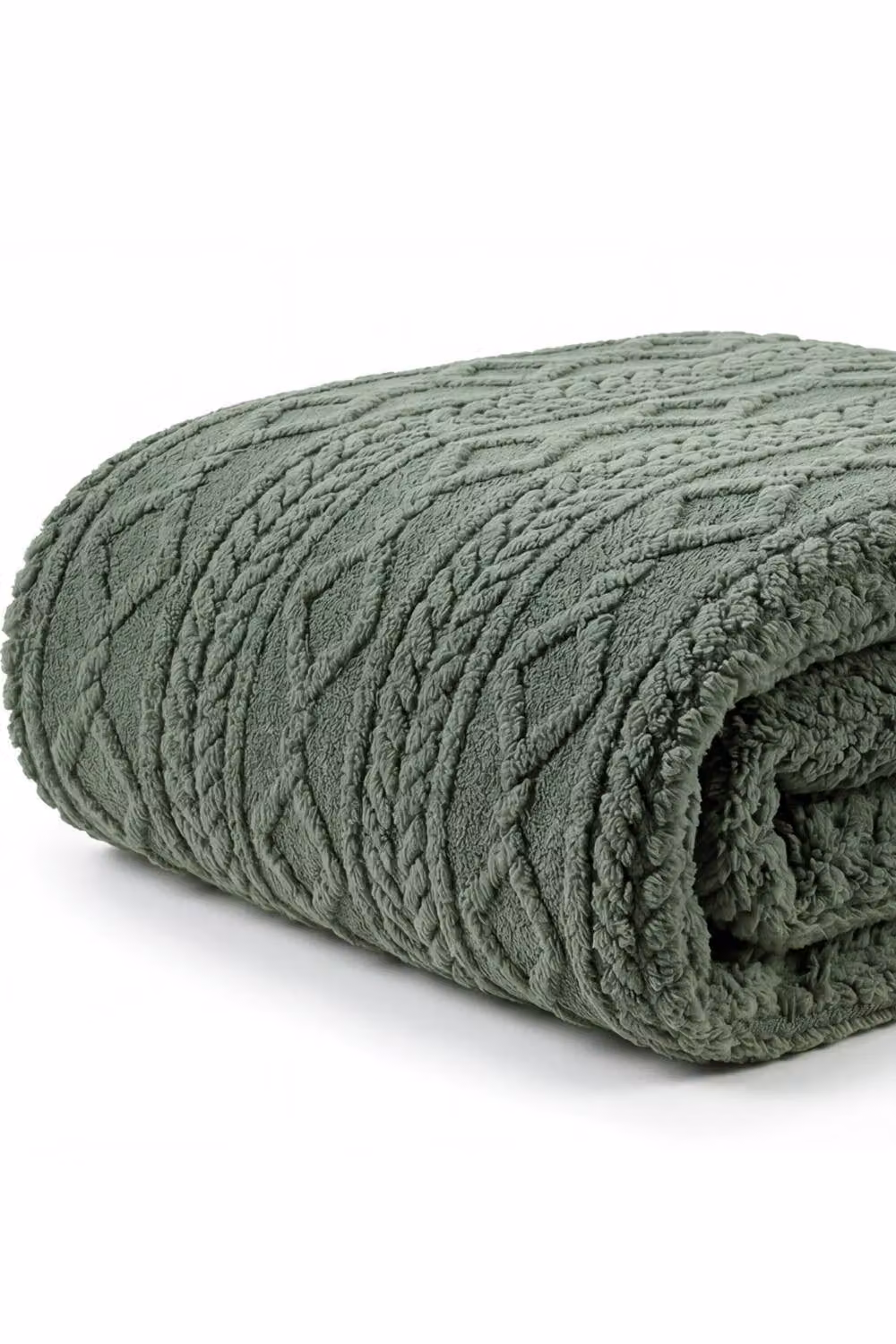 Deyongs Helsingborg Teddy Supersoft Jacquard Throw in Green, W: 130 cm, D: 180 cm – 2