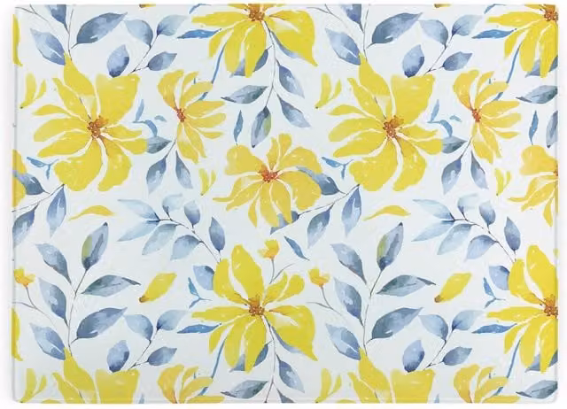 Purely Home Yellow Flowers Glass Rectangular Worktop Saver