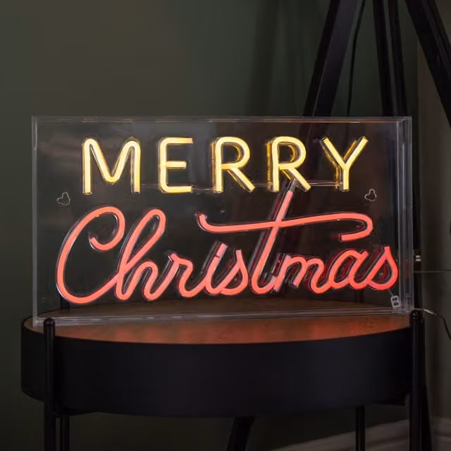 Samuel Alexander Merry Christmas Neon Flex Sign in Warm White and Red, 43cm
