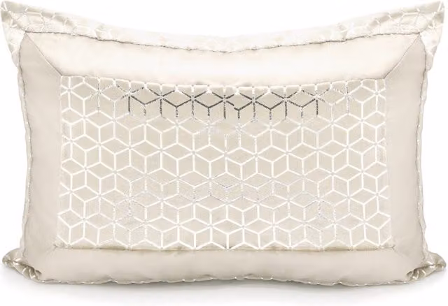 Intimates Vera Luxury Metallic Geometric Foil Pattern Pillowsham in Beige and Yellow Velvet Silk Polyester