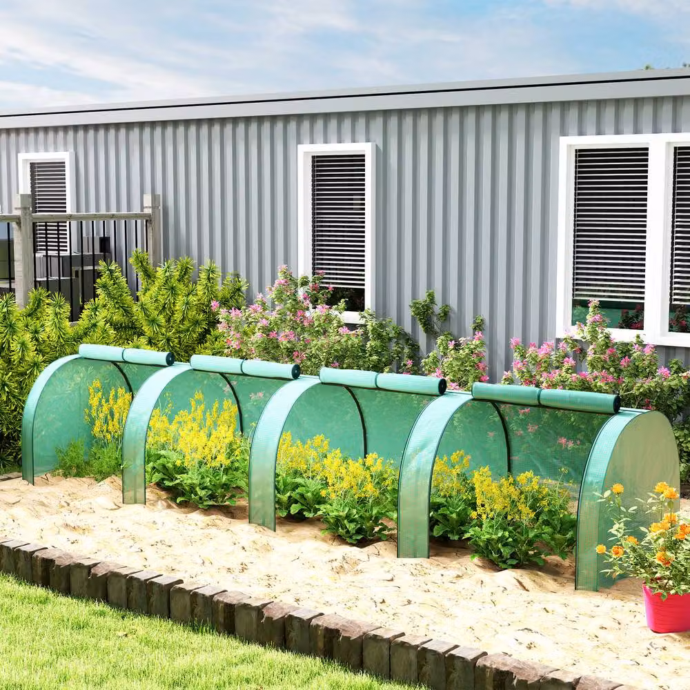 STILVORA Mini Greenhouse with Zipped Roll-Up Doors in Green, W/D/H: 100 x 80 x 100 cm – 3