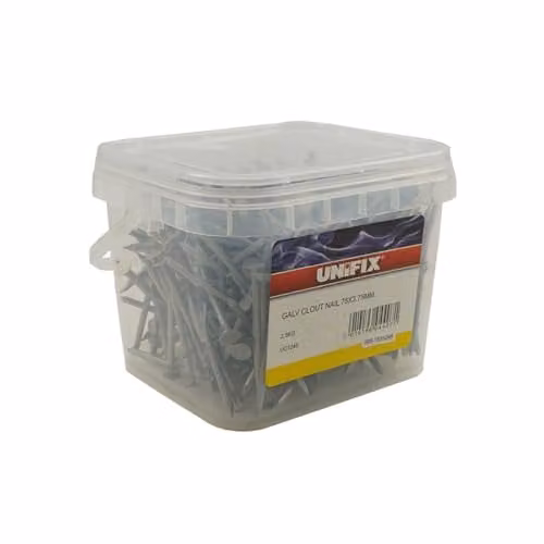 Unifix Galvanised Broad Flat Clout Nails, Silver, 40mm, 2.5kg Tub (Pack of 4)