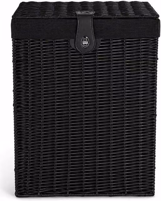FLAVORA Black Wicker Lidded Laundry Hamper – 1
