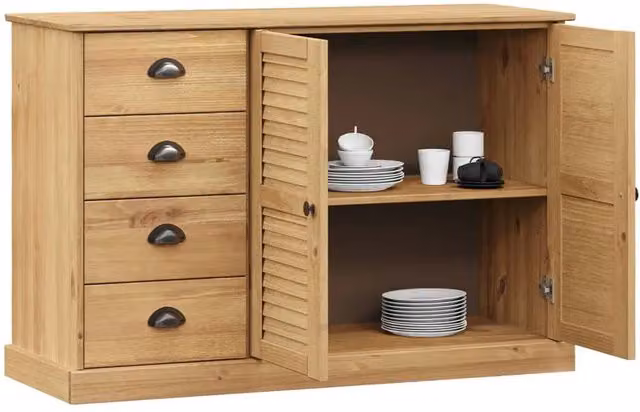 Berkfield Home VIGO Sideboard with Drawers in Light Brown Waxed Solid Pine, W/D/H: 113 x 40 x 75 cm – 1