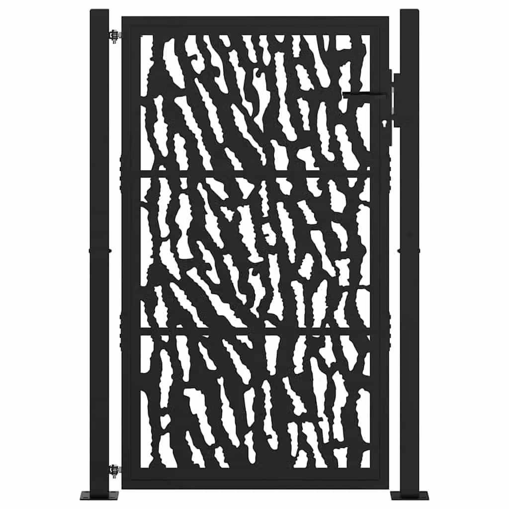 Berkfield Black Steel Garden Gate with Trace Design, W: 105 cm, H: 155 cm – 3