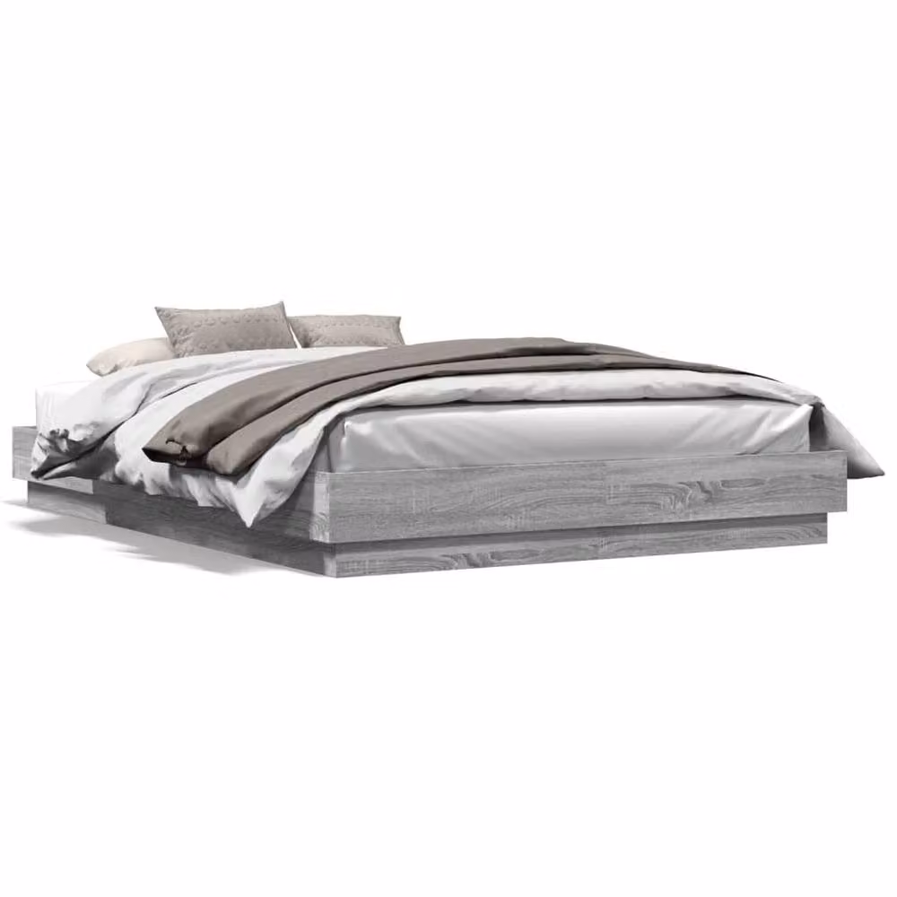 Berkfield Home Durable Bed Frame in Grey Sonoma, W/D/H: 150 x 203 x 23 cm – 3