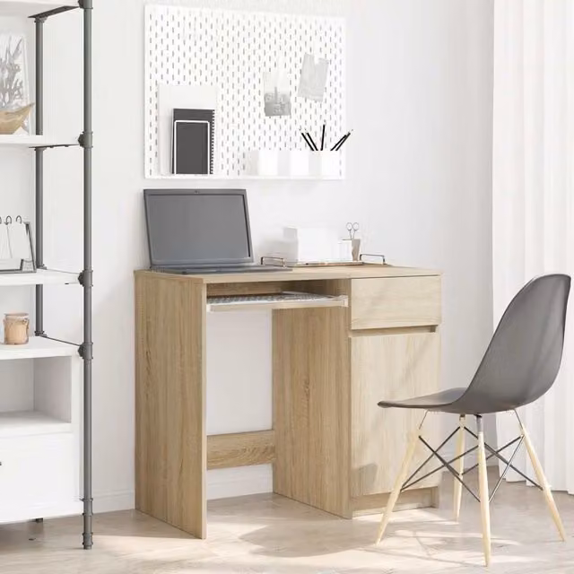Berkfield Sonoma Oak Writing Desk in Brown, W/D/H: 86 x 49 x 76 cm