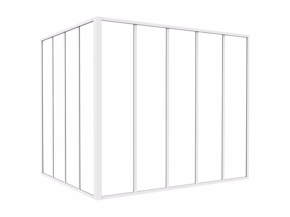 Vente-unique Corner Studio Glass Panelling in Powder-Coated Aluminium, White, W: 120 cm, D: 130 cm, H: 150 cm – 2